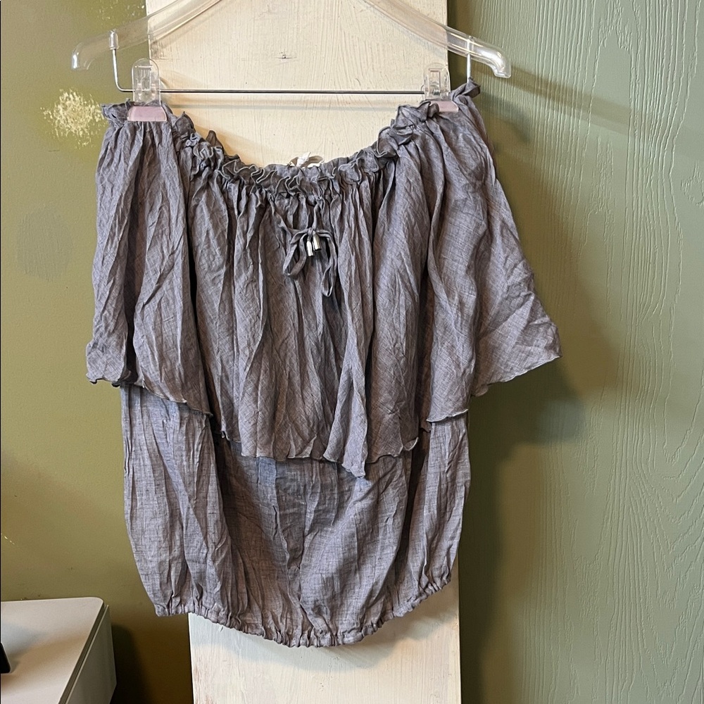 Elegant Charcoal Off-Shoulder Blouse